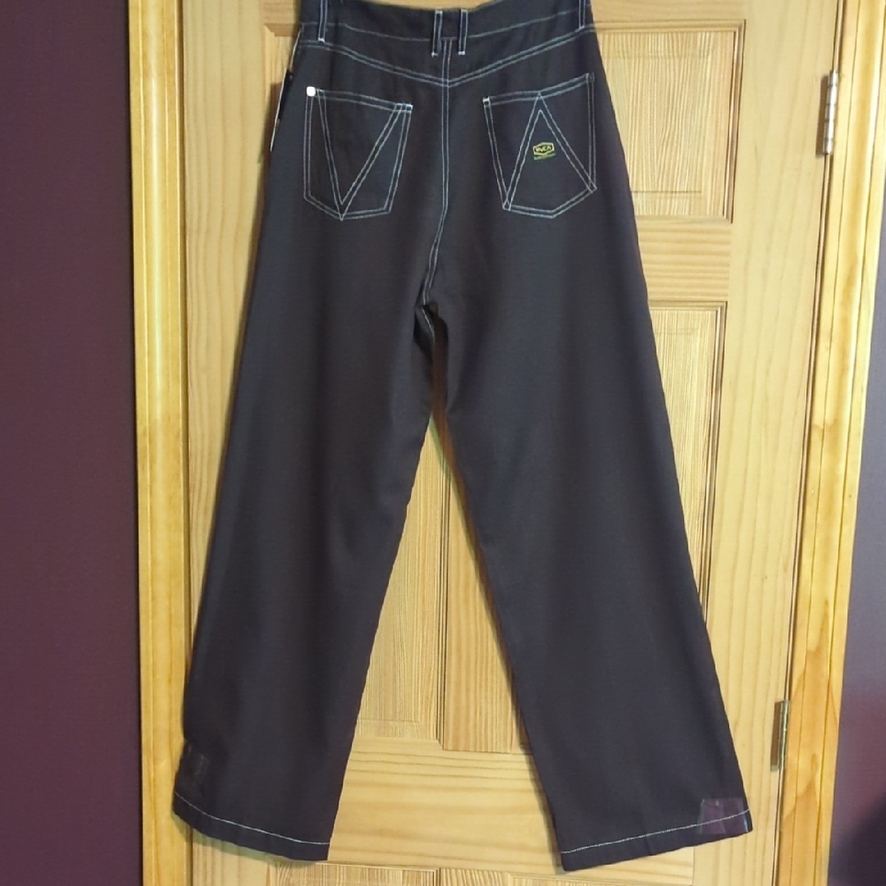 RVCA Wide Leg White and Brown Pants NWT